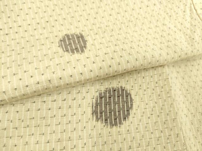 平和屋着物▽上質な紬 単衣 丸文 正絹 逸品 DAAT9009az
