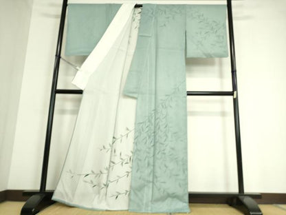 平和屋着物▽訪問着　無双　紗袷　紗×絽　草葉文　正絹　逸品　DAAT9010az