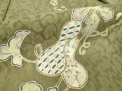 平和屋着物▽長羽織　スリーシーズン　春夏秋　塵除け　唐草紋紗　瓢箪　ロング丈　さが美扱い　正絹　逸品　DAAT9012az