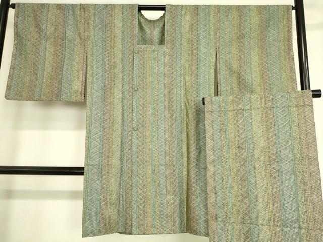 平和屋着物▽道行コート スリーシーズン 春夏秋 塵除け ショール付き 組み織 間道 ロング丈 正絹 逸品 DAAT9016az
