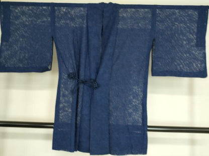 平和屋着物▽道中着　スリーシーズン　春夏秋　塵除け　草花紋紗　紺青色　ロング丈　正絹　逸品　DAAT9021az