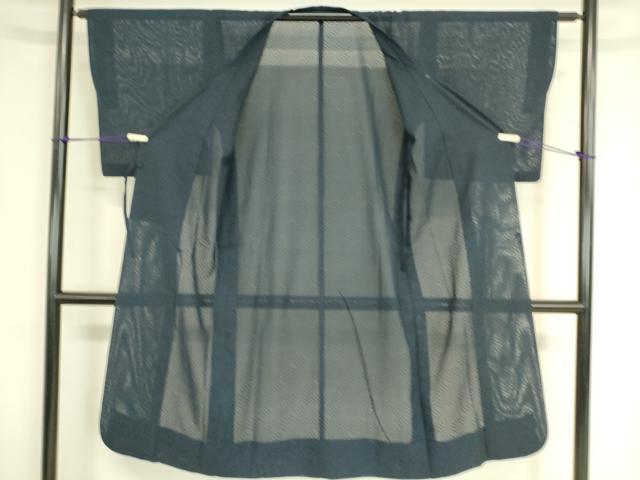 平和屋着物▽道行コート スリーシーズン 春夏秋 塵除け 毘沙門亀甲紋紗 濃藍色 正絹 逸品 DAAT9024az