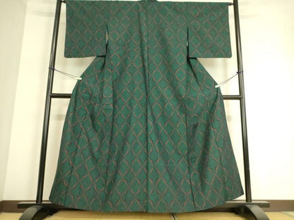 平和屋着物▽上質な紬　単衣　花繋ぎ　正絹　逸品　DAAT9108az
