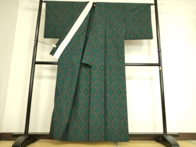 平和屋着物▽上質な紬　単衣　花繋ぎ　正絹　逸品　DAAT9108az