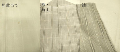 平和屋着物▽上質な紬　単衣　市松綾織　格子　正絹　逸品　DAAT9109az