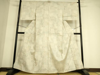 平和屋着物▽上質な紬　単衣　壁画文　正絹　逸品　DAAT9113az