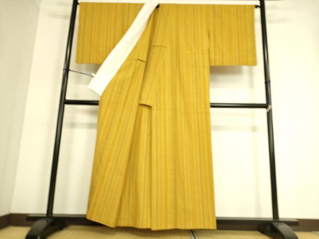 平和屋着物▽上質な紬 単衣 縞 正絹 逸品 DAAT9117az