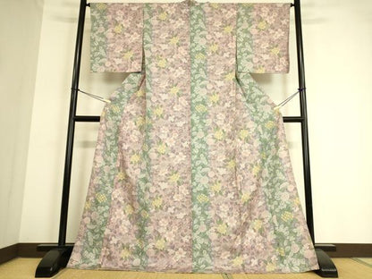 平和屋着物▽上質な小紋 単衣 花尽くし 正絹 逸品 未使用 DAAT9118az