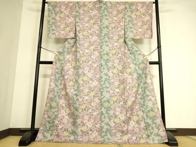 平和屋着物▽上質な小紋 単衣 花尽くし 正絹 逸品 未使用 DAAT9118az