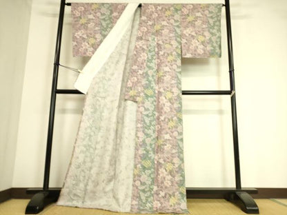 平和屋着物▽上質な小紋 単衣 花尽くし 正絹 逸品 未使用 DAAT9118az