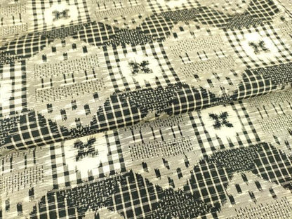 平和屋着物▽上質な紬　単衣　亀甲繋ぎ　正絹　逸品　DAAT9119az