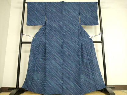 平和屋着物▽小紋 単衣 霞斜線文 洗える着物 DAAT9121az