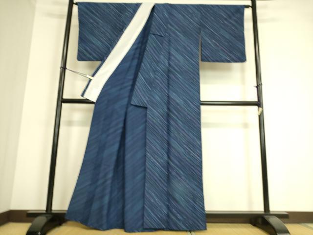 平和屋着物▽小紋 単衣 霞斜線文 洗える着物 DAAT9121az