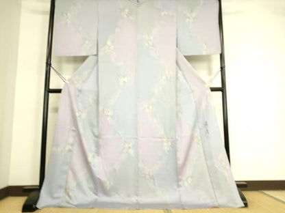 平和屋着物▽染色家 岩浅公展　小紋　単衣　蔦の葉花文　暈し染め　正絹　逸品　未使用　DAAT9122az