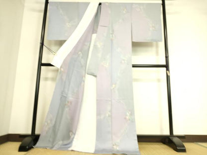 平和屋着物▽染色家 岩浅公展　小紋　単衣　蔦の葉花文　暈し染め　正絹　逸品　未使用　DAAT9122az
