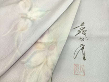 平和屋着物▽染色家 岩浅公展　小紋　単衣　蔦の葉花文　暈し染め　正絹　逸品　未使用　DAAT9122az