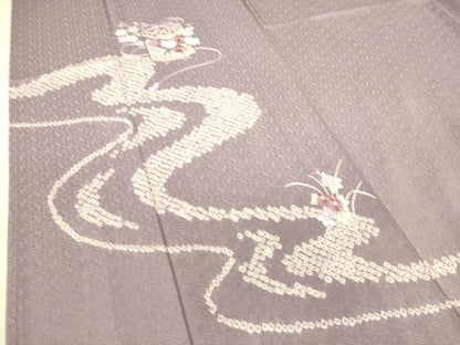 平和屋着物▽訪問着 単衣 刺繍 絞り 貝桶花文 正絹 逸品 DAAT9123az