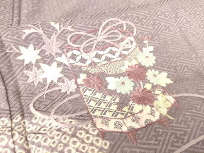 平和屋着物▽訪問着 単衣 刺繍 絞り 貝桶花文 正絹 逸品 DAAT9123az