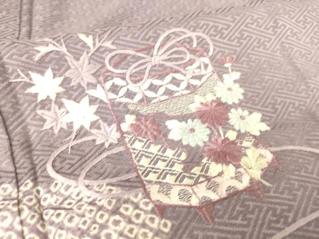 平和屋着物▽訪問着 単衣 刺繍 絞り 貝桶花文 正絹 逸品 DAAT9123az