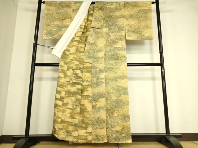 平和屋着物▽上質な小紋 単衣 霞取花文 正絹 逸品 DAAT9127az