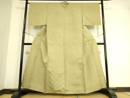 平和屋着物▽上質な紬 単衣 花菱文 正絹 逸品 DAAT9129az