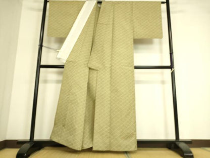 平和屋着物▽上質な紬 単衣 花菱文 正絹 逸品 DAAT9129az