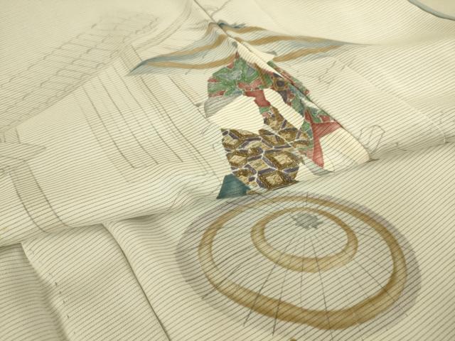 平和屋着物▽訪問着 無双 紗袷 紗×絽 人物楽器文 暈し染め 金彩 正絹 逸品 DAAT9130az
