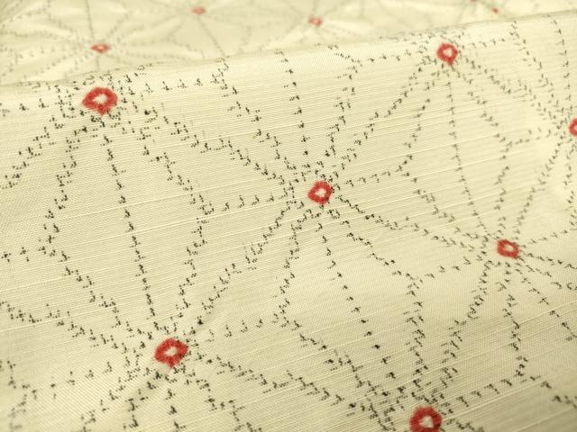 平和屋着物▽上質な紬 単衣 麻の葉文 正絹 逸品 DAAT9131az