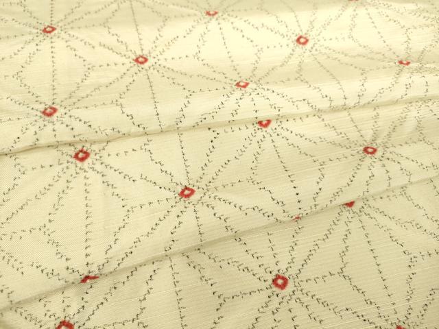 平和屋着物▽上質な紬 単衣 麻の葉文 正絹 逸品 DAAT9131az
