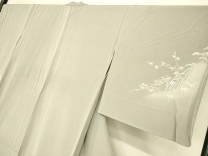 平和屋着物▽訪問着　単衣　刺繍　風景花文　暈し染め　金彩　正絹　逸品　未使用　DAAT9132az