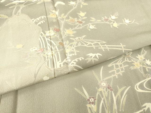 平和屋着物▽訪問着　単衣　刺繍　風景花文　暈し染め　金彩　正絹　逸品　未使用　DAAT9132az