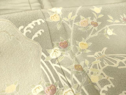 平和屋着物▽訪問着　単衣　刺繍　風景花文　暈し染め　金彩　正絹　逸品　未使用　DAAT9132az