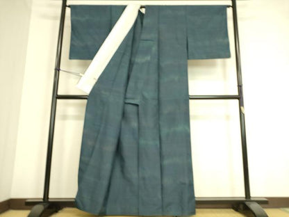 平和屋着物▽上質な紬　単衣　霞文　まるやま扱い　正絹　逸品　DAAT9133az