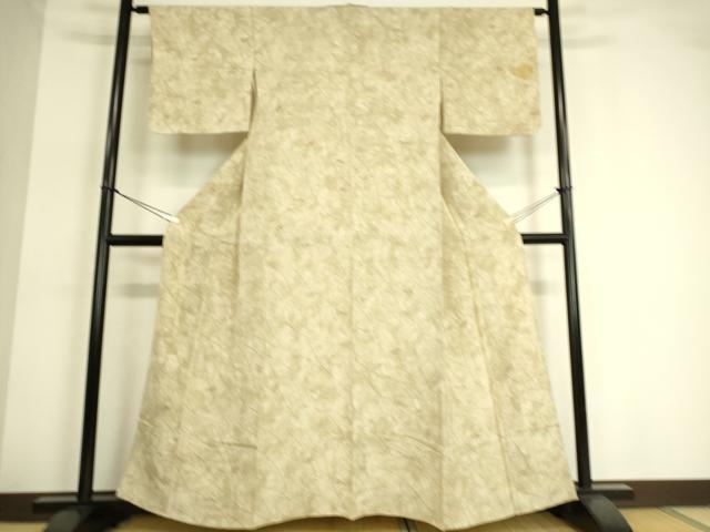 平和屋着物▽上質な小紋　単衣　草葉文　正絹　逸品　DAAT9141az
