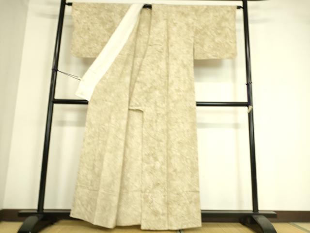 平和屋着物▽上質な小紋　単衣　草葉文　正絹　逸品　DAAT9141az
