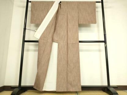 平和屋着物▽上質な紬 単衣 縞 正絹 逸品 未使用 DAAT9145az