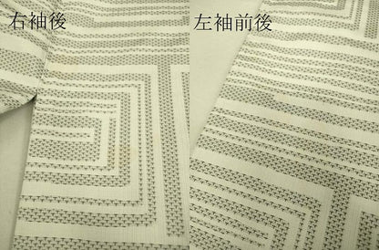 平和屋着物▽上質な紬 単衣 幾何学文 正絹 逸品 DAAT9146az
