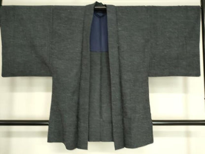 平和屋着物▽男性　紬　単衣　アンサンブル　霞文　正絹　逸品　DAAT9148az