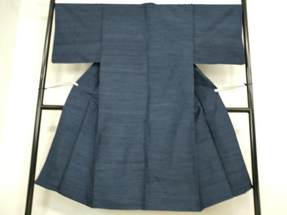 平和屋着物▽男性 紬 単衣 アンサンブル 霞文 濃藍色 正絹 逸品 DAAT9149az