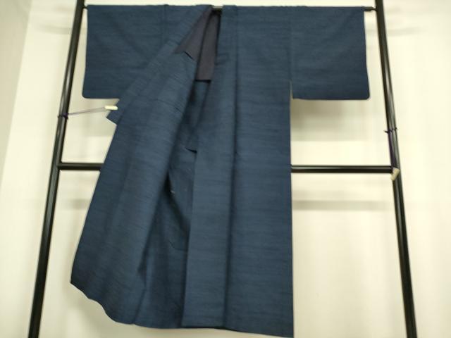 平和屋着物▽男性 紬 単衣 アンサンブル 霞文 濃藍色 正絹 逸品 DAAT9149az
