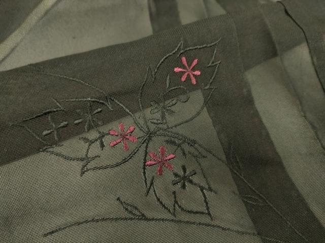平和屋着物▽羽織 スリーシーズン 春夏秋 塵除け 刺繍 紗 草花文 黒色 正絹 逸品 DAAT9152az