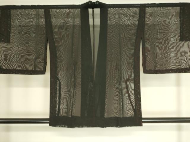 平和屋着物▽道中着 スリーシーズン 春夏秋 塵除け 紗 黒色 正絹 逸品 DAAT9153az