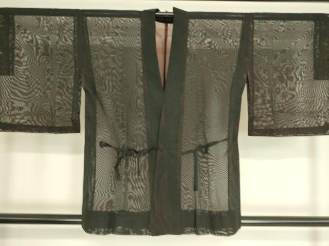平和屋着物▽道中着 スリーシーズン 春夏秋 塵除け 紗 黒色 正絹 逸品 DAAT9153az
