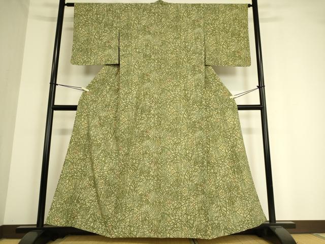 平和屋着物▽小紋 単衣 草葉動物文 洗える着物 DAAT9162az