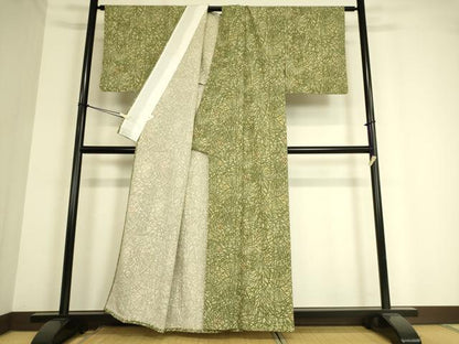 平和屋着物▽小紋 単衣 草葉動物文 洗える着物 DAAT9162az