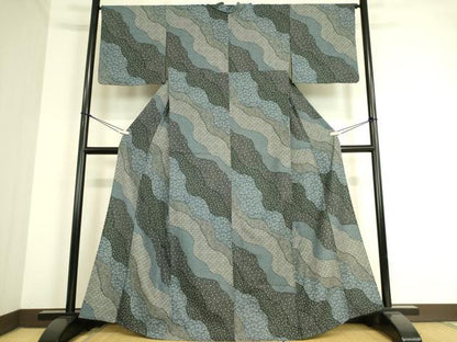 平和屋着物▽小紋 単衣 道長花文 洗える着物 DAAT9166az