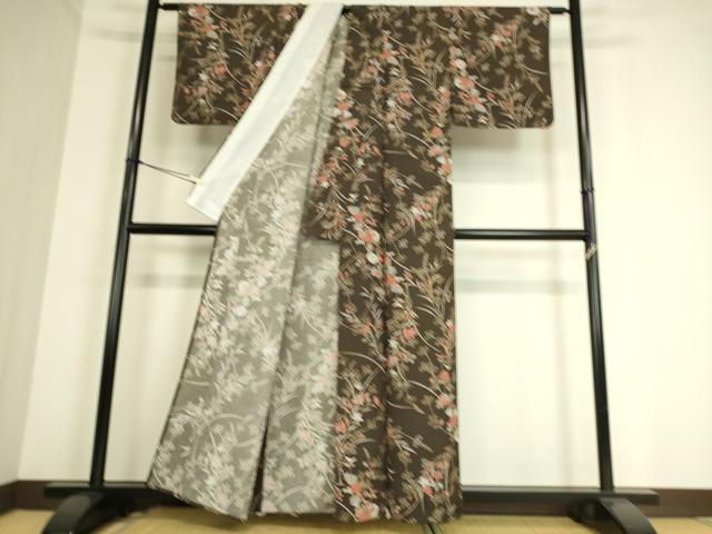 平和屋着物▽小紋 単衣 菊に桔梗 洗える着物 DAAT9167az