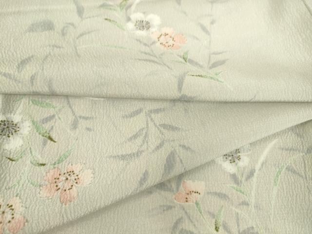 平和屋着物▽小紋 単衣 草花文 洗える着物 DAAT9168az