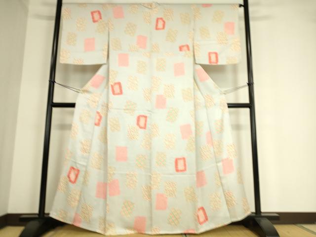 平和屋着物▽上質な小紋 単衣 絞り 色紙重ね花文 正絹 逸品 DAAT9172az