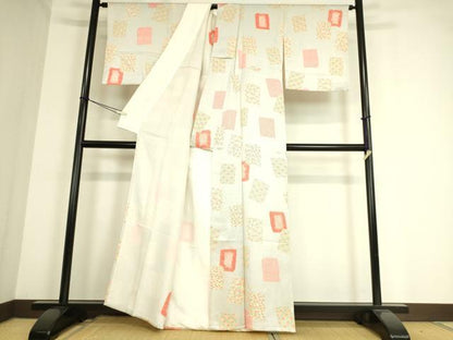 平和屋着物▽上質な小紋 単衣 絞り 色紙重ね花文 正絹 逸品 DAAT9172az